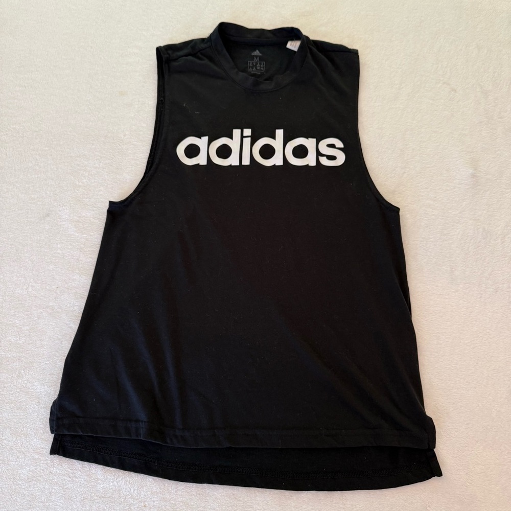 Adidas Black Muscle Tee with White Logo